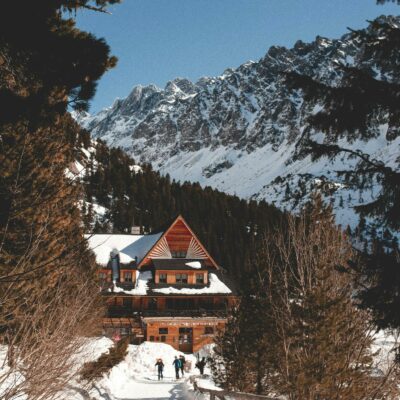 A Hotel Resort in the Snow Covered Mountain